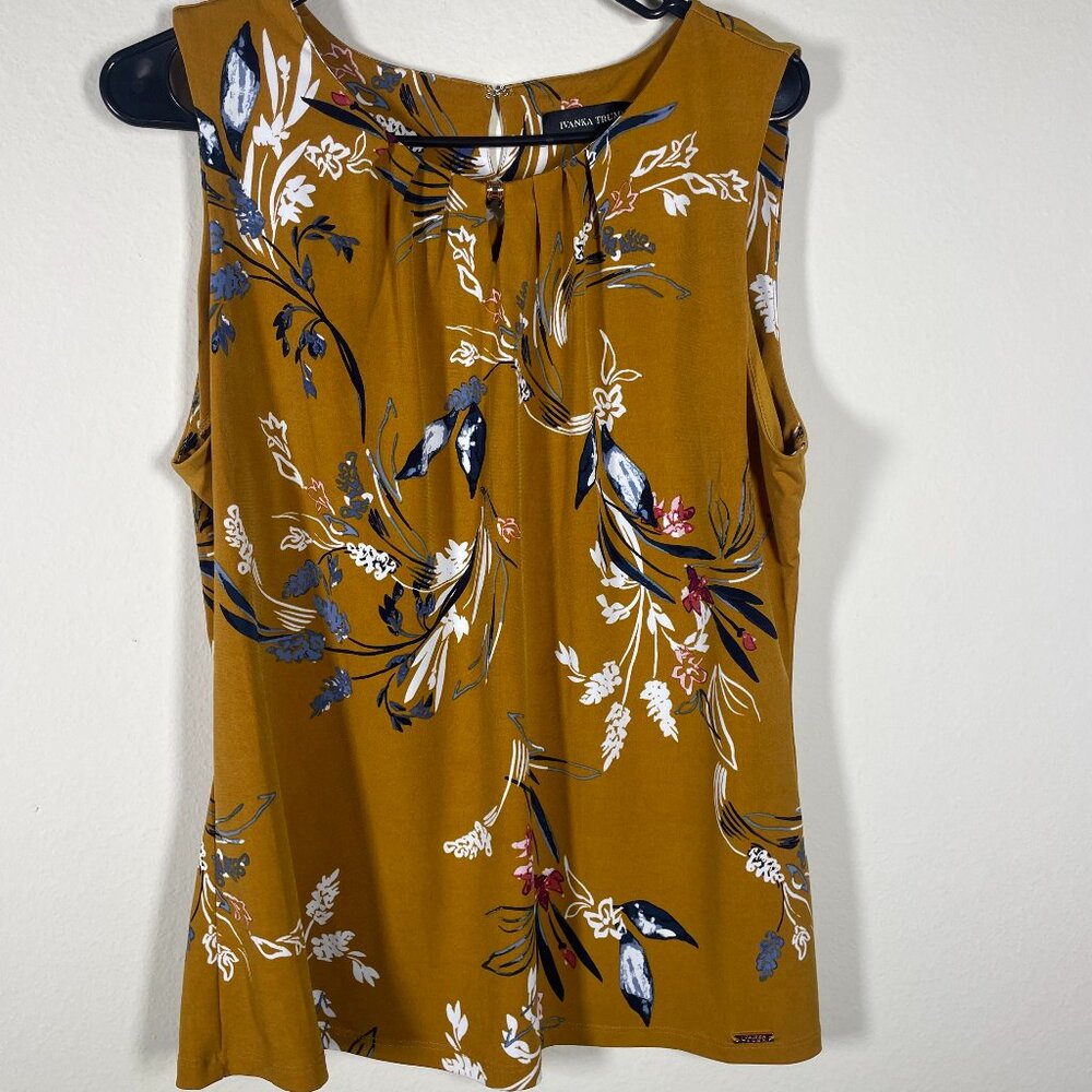 Ivanka Trump Mustard Floral Sleeveless Blouse